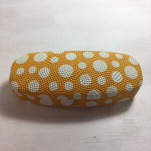 Hard Shell Eyeglass Case Polka Dot Textured Design Yellow/White W/Cleaning Cloth